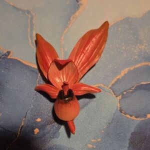 Pink Leather Orchid Brooch